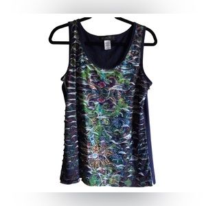 Appropriate Behavior Sleeveless Top Ruffled Front Tank Top Blue Size L (12/14